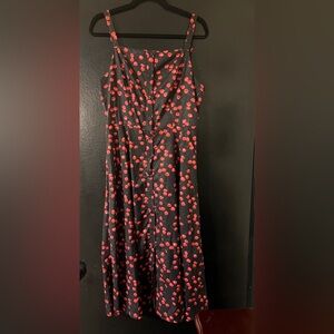 NWT Cherry Print Pinup Button Up Sleeveless Dress